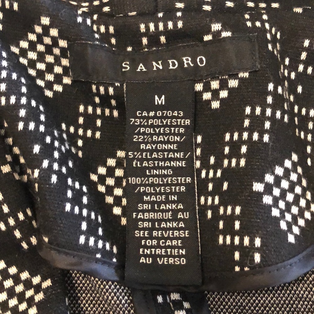 Sandro Black & White Patterned Draped Blazer - Picture 6 of 6